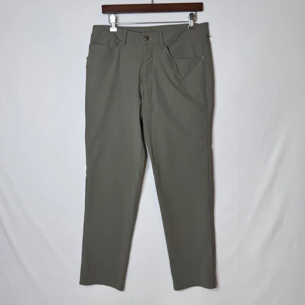 Lululemon ABC Classic Warpstreme Pants 32 Green Commuter M5ADFS 32x29